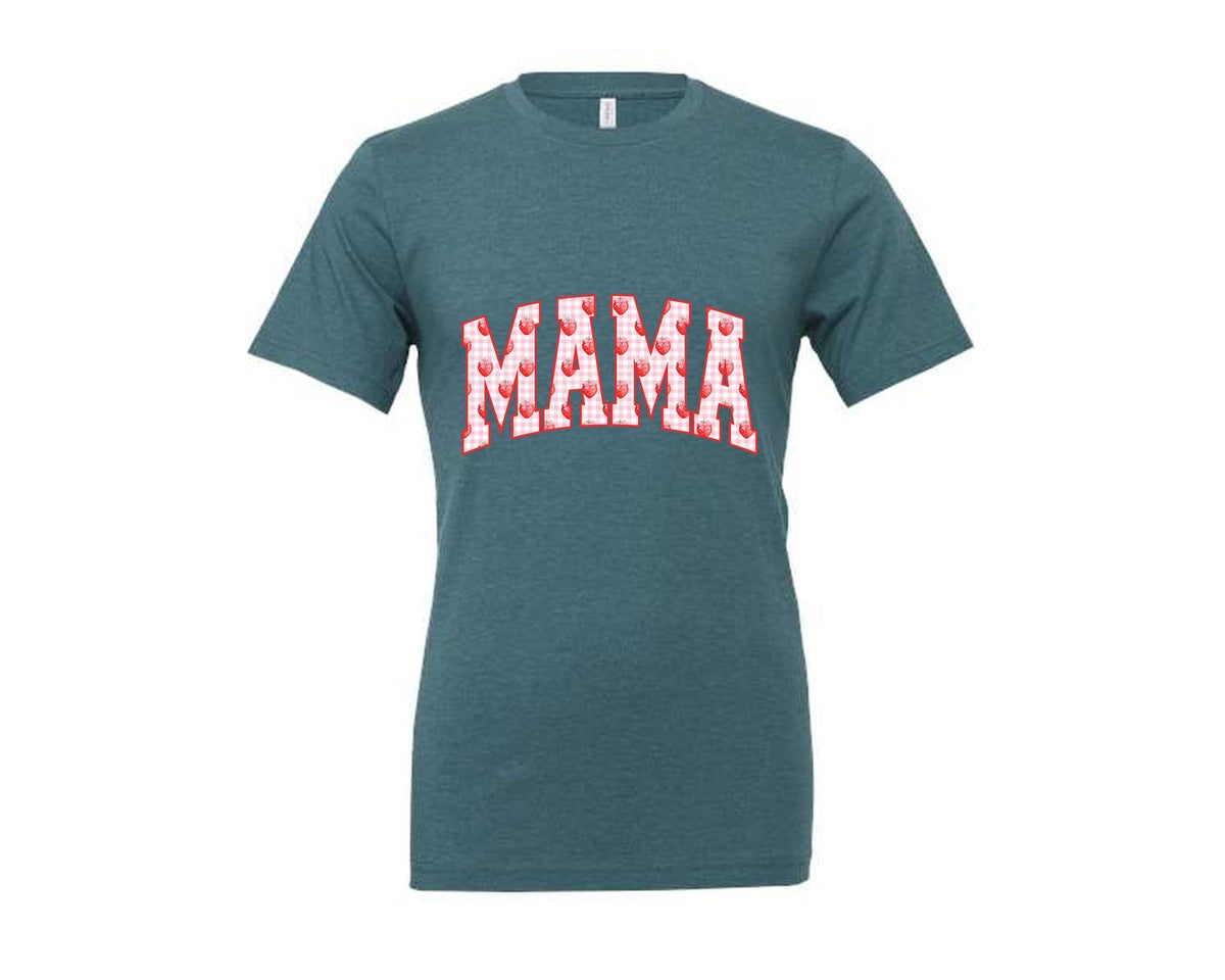 brand:Generic|color:Heather Deep Teal|Mama Summer Spring Mama Strawberry Graphic T-Shirt