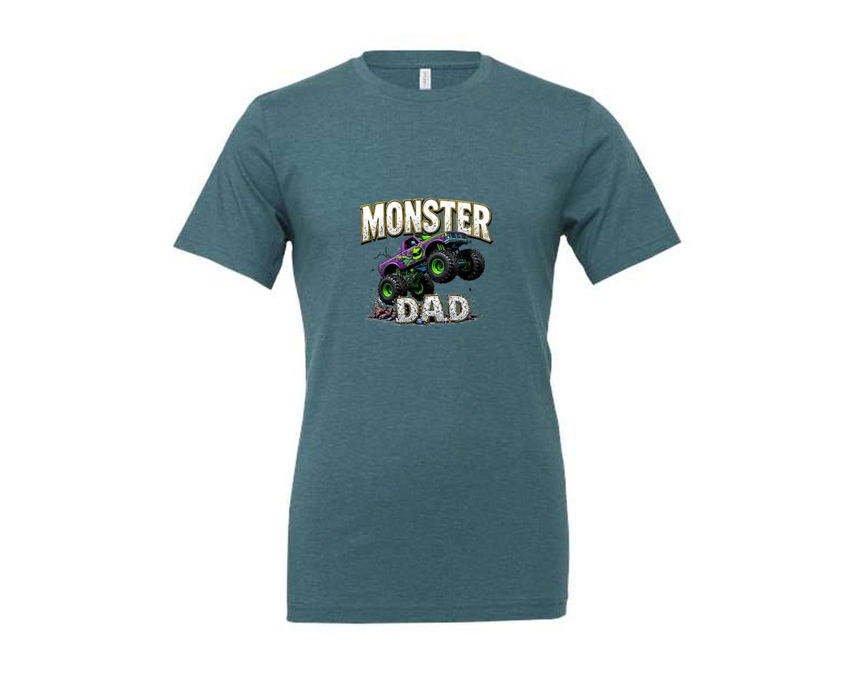 brand:Generic|color:Heather Deep Teal|Fathers Day Monster Truck T Shirtdesign Graphic T-Shirt