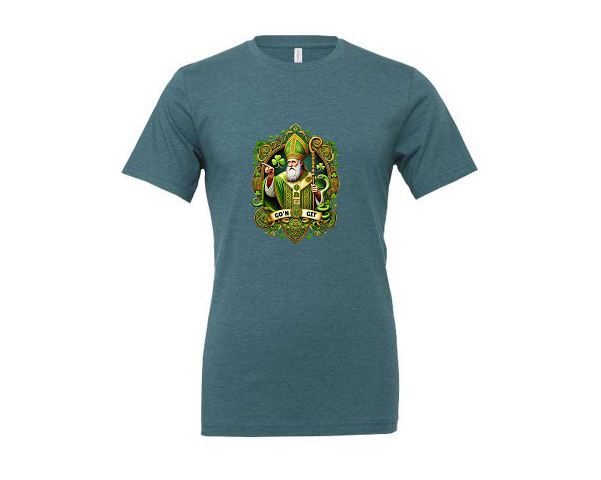 brand:Generic|color:Heather Deep Teal|St Patricks Day Saint Patrick Graphic T-Shirt