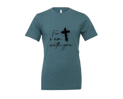 brand:Generic|color:Heather Deep Teal|Fear Not Christianity Bible Graphic T-Shirt