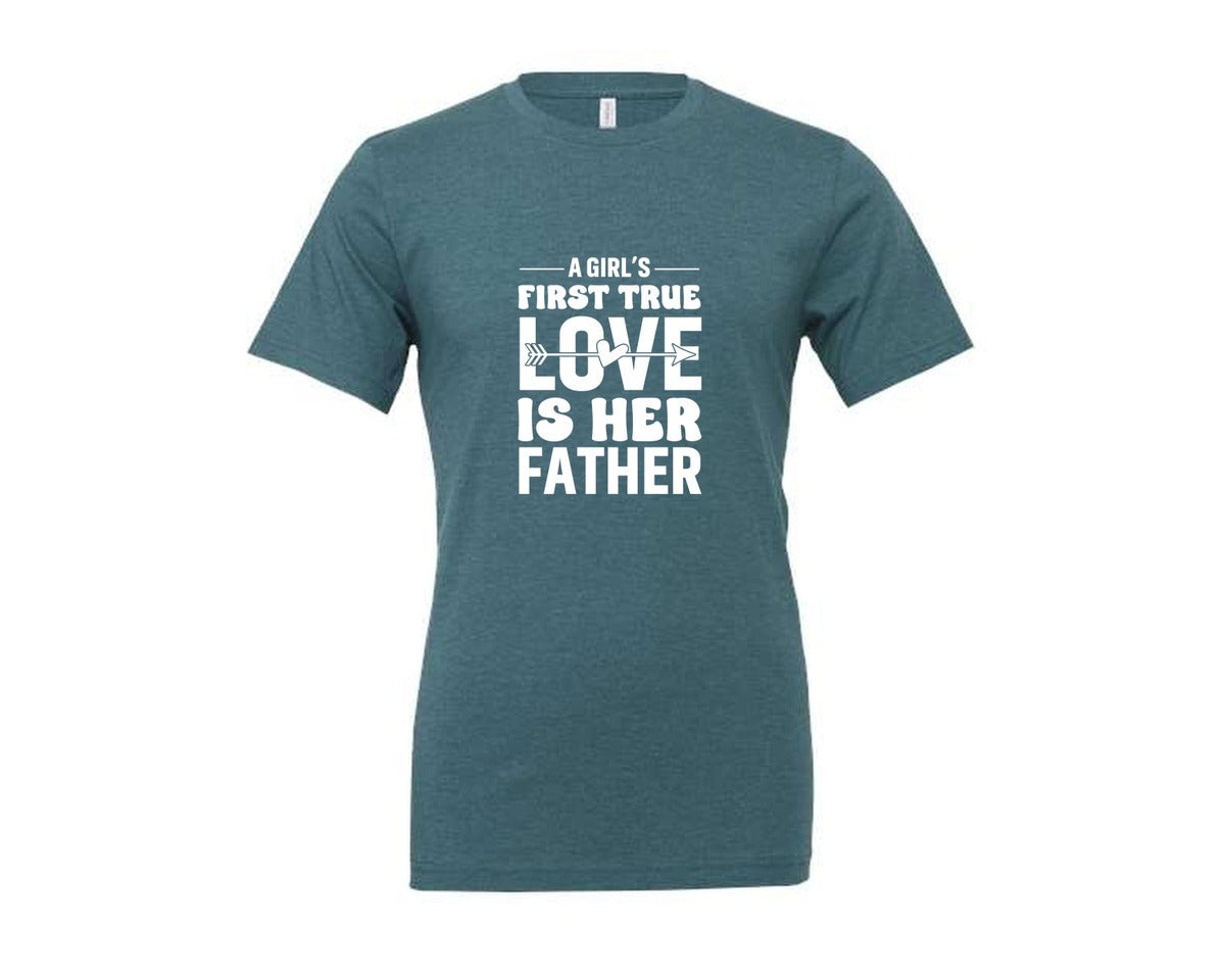 brand:Generic|color:Heather Deep Teal|First True Love Girls Dad Graphic T-Shirt