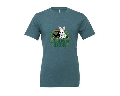 brand:Generic|color:Heather Deep Teal|St Patricks Day Loads Of Luck 4 Graphic T-Shirt