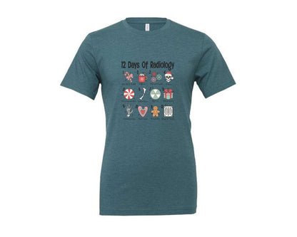 brand:Generic|color:Heather Deep Teal|12 Days Of Radiology Graphic T-Shirt