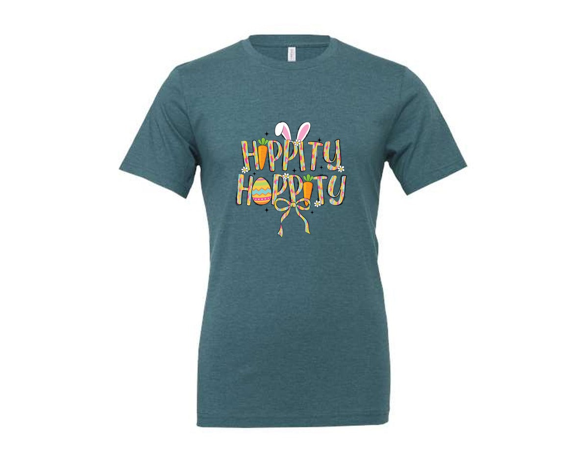 brand:Generic|color:Heather Deep Teal|Hippity Hoppity Easter 2 Graphic T-Shirt