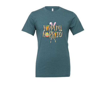 brand:Generic|color:Heather Deep Teal|Hippity Hoppity Easter 2 Graphic T-Shirt