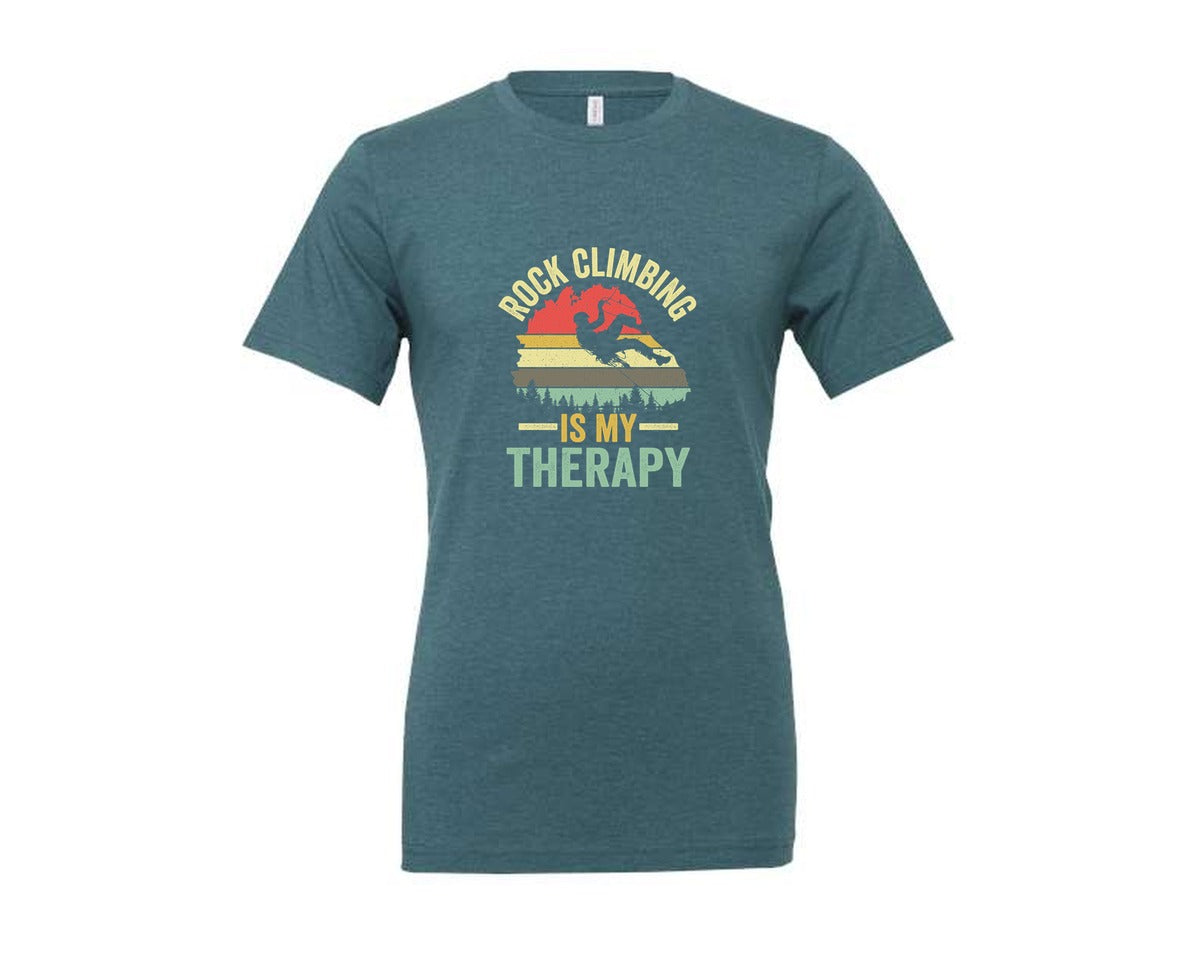 brand:Generic|color:Heather Deep Teal|Rock Climbing Graphic 2 Graphic T-Shirt