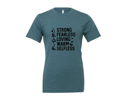 brand:Generic|color:Heather Deep Teal|Strong Fearless Loving Warm Selfless Graphic T-Shirt