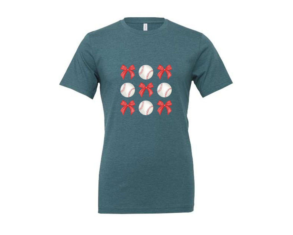 brand:Generic|color:Heather Deep Teal|Coquette Baseball Graphic T-Shirt