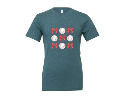 brand:Generic|color:Heather Deep Teal|Coquette Baseball Graphic T-Shirt