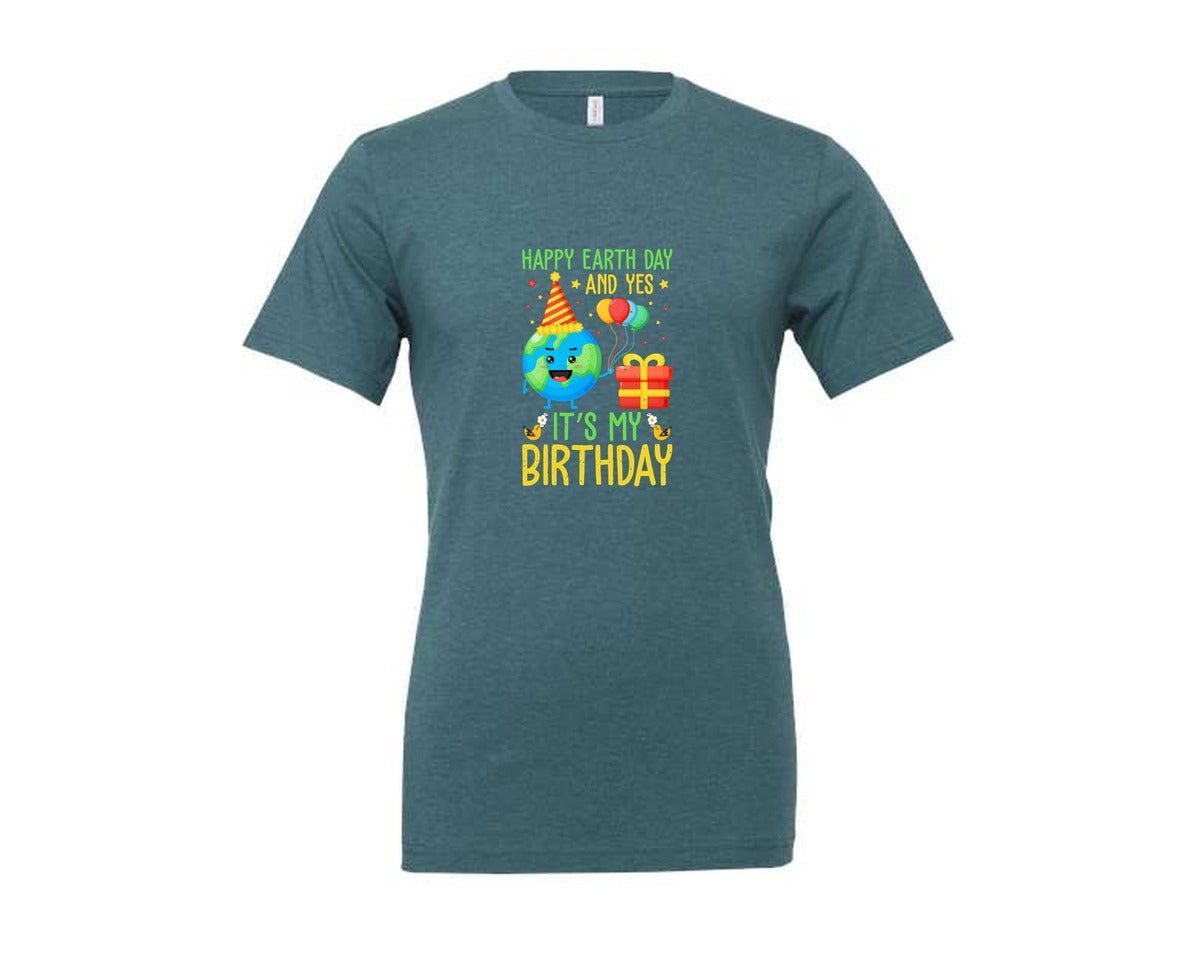 brand:Generic|color:Heather Deep Teal|Happy Earth Day Birth Day T Shirt Graphic T-Shirt