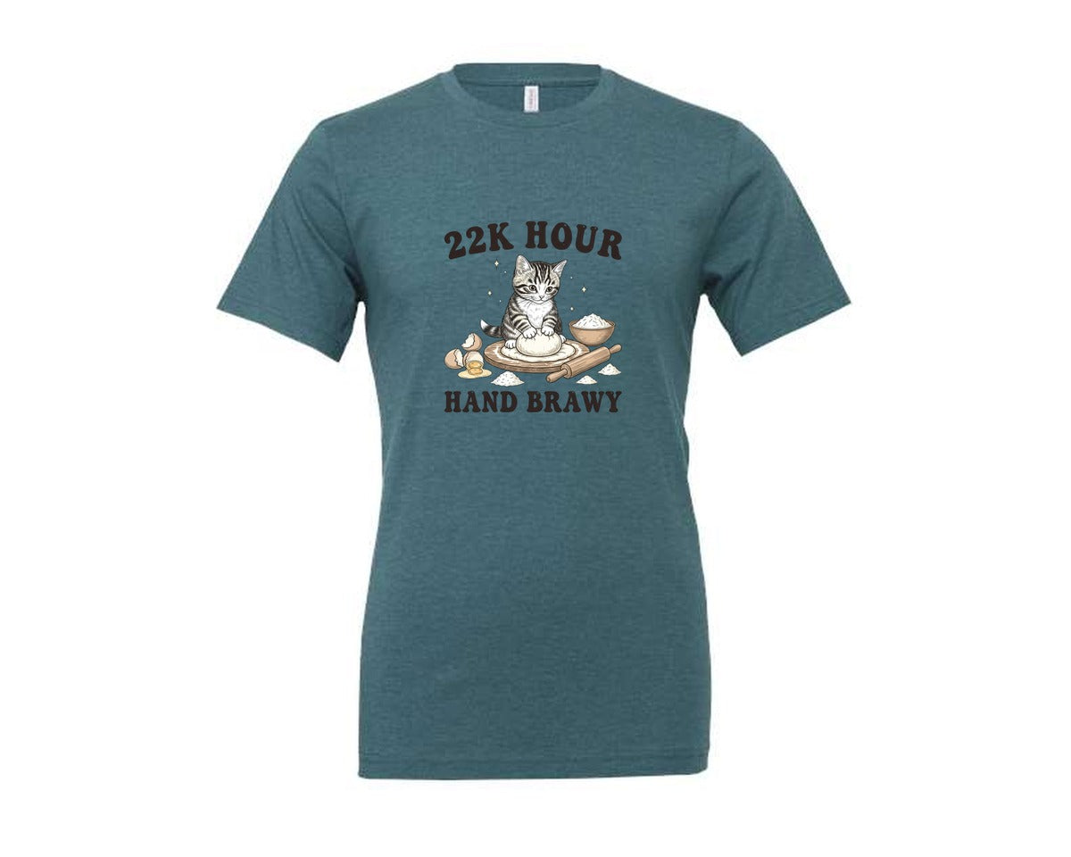 brand:Generic|color:Heather Deep Teal|Cute Baking Cat Graphic T-Shirt