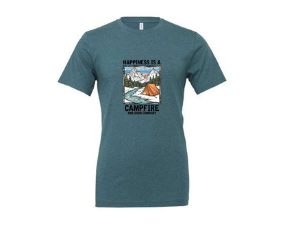 brand:Generic|color:Heather Deep Teal|Camping Vibes Only Outdoor Adventure Tee 9 Graphic T-Shirt