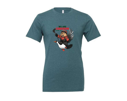 brand:Generic|color:Heather Deep Teal|We Are Canada Elbows Up Graphic T-Shirt