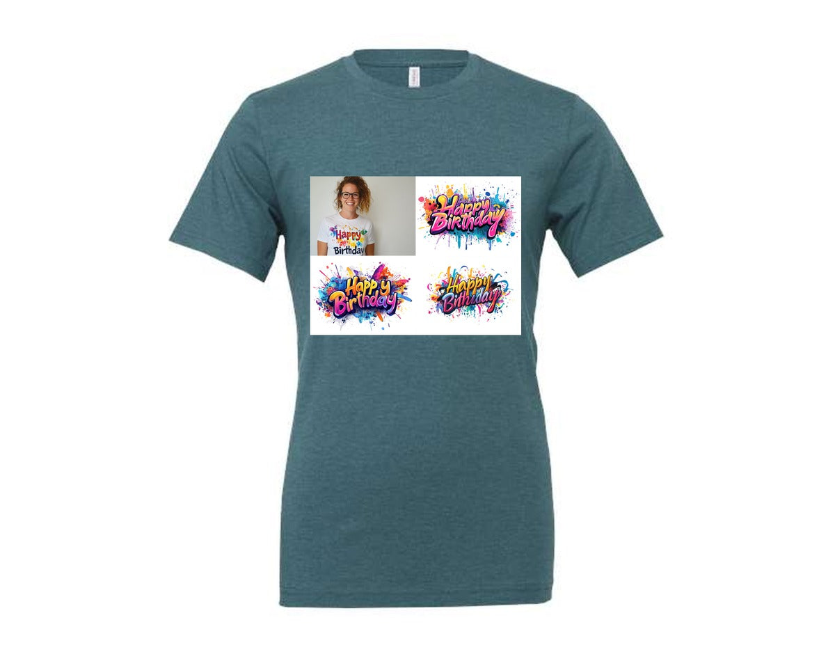 brand:Generic|color:Heather Deep Teal|Happy Birthday T Shirt Design 69 Graphic T-Shirt
