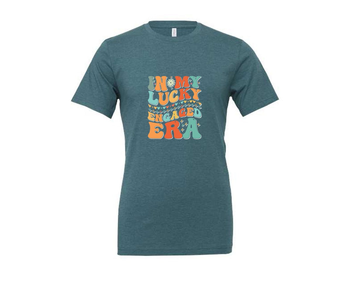 brand:Generic|color:Heather Deep Teal|In My Lucky Engaged Era 2 Graphic T-Shirt