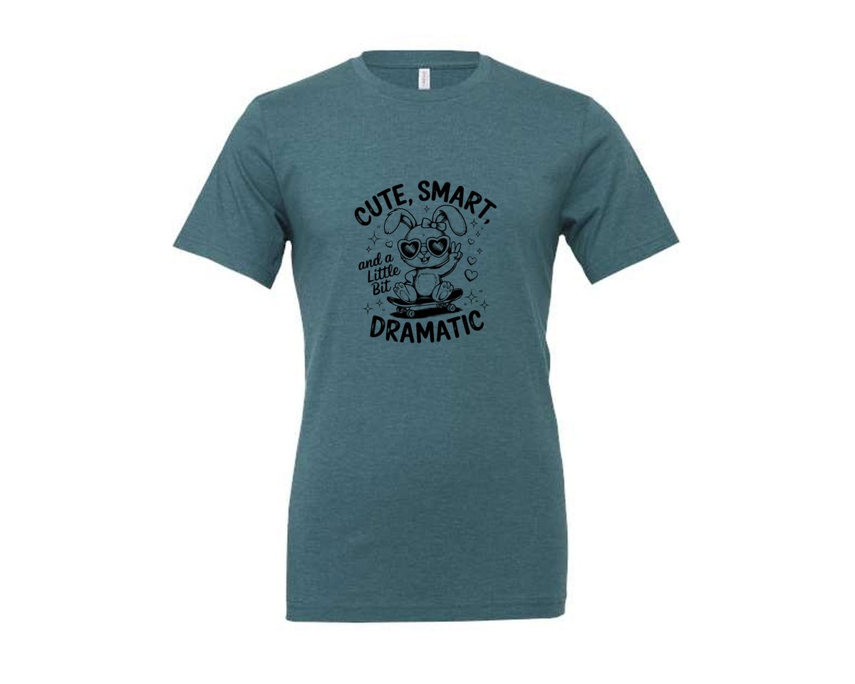 brand:Generic|color:Heather Deep Teal|Cute Smart And A Little Bit Dramatic T Graphic T-Shirt