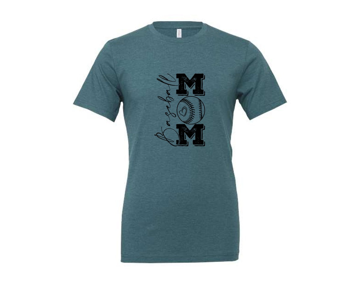 brand:Generic|color:Heather Deep Teal|Baseball Mama 16 Graphic T-Shirt