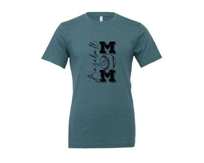 brand:Generic|color:Heather Deep Teal|Baseball Mama 16 Graphic T-Shirt