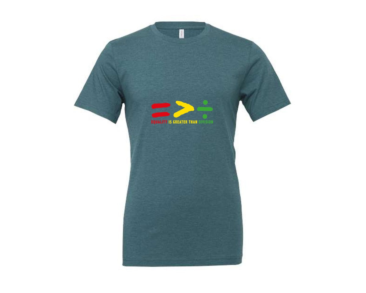 brand:Generic|color:Heather Deep Teal|Equality Is Greater Than Division B Graphic T-Shirt
