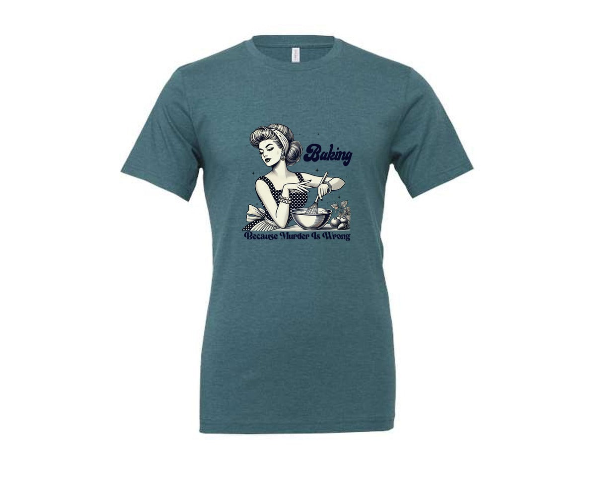 brand:Generic|color:Heather Deep Teal|Trendy Vintage Graphic T-Shirt