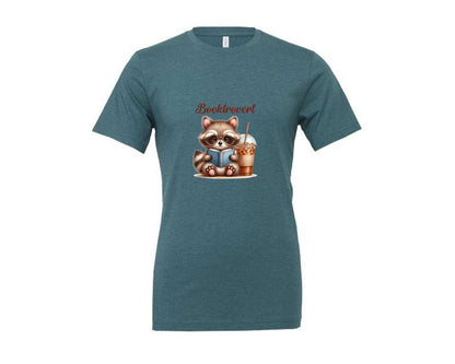 brand:Generic|color:Heather Deep Teal|Booktrovert Easter Raccoon Book Coffee 3 Graphic T-Shirt