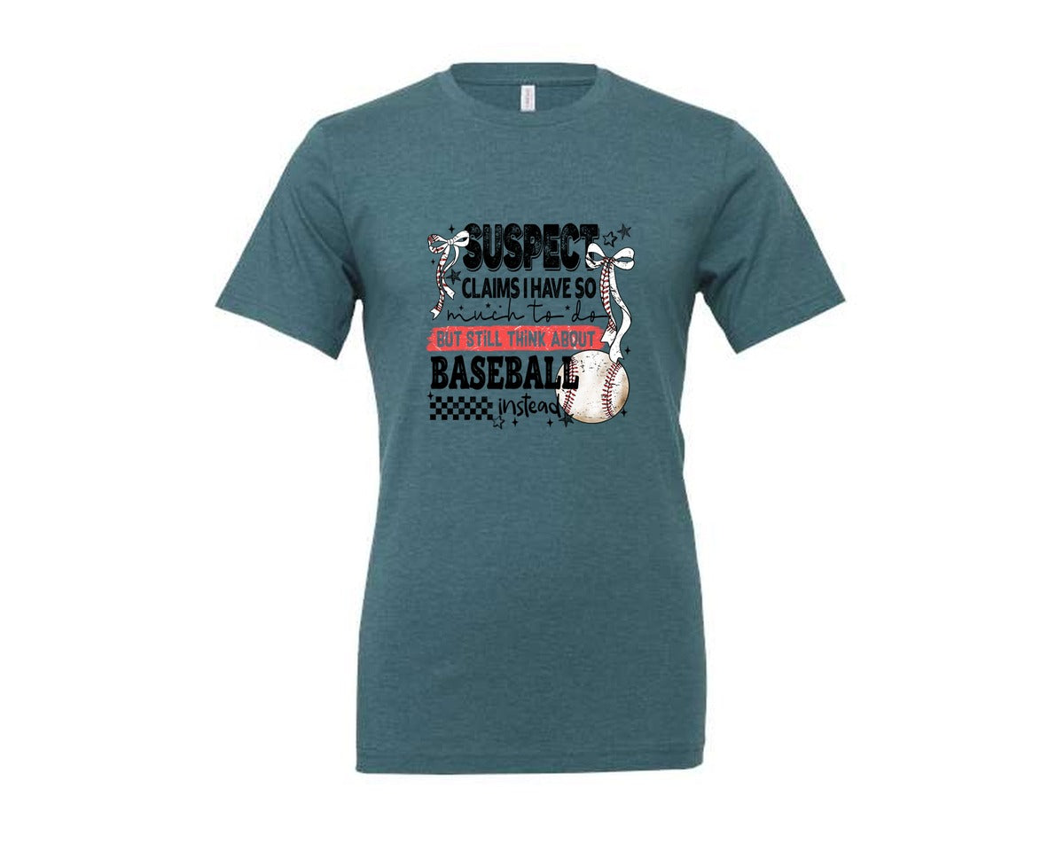 brand:Generic|color:Heather Deep Teal|Baseball Bow Mom Quote Retro Distressed Graphic T-Shirt
