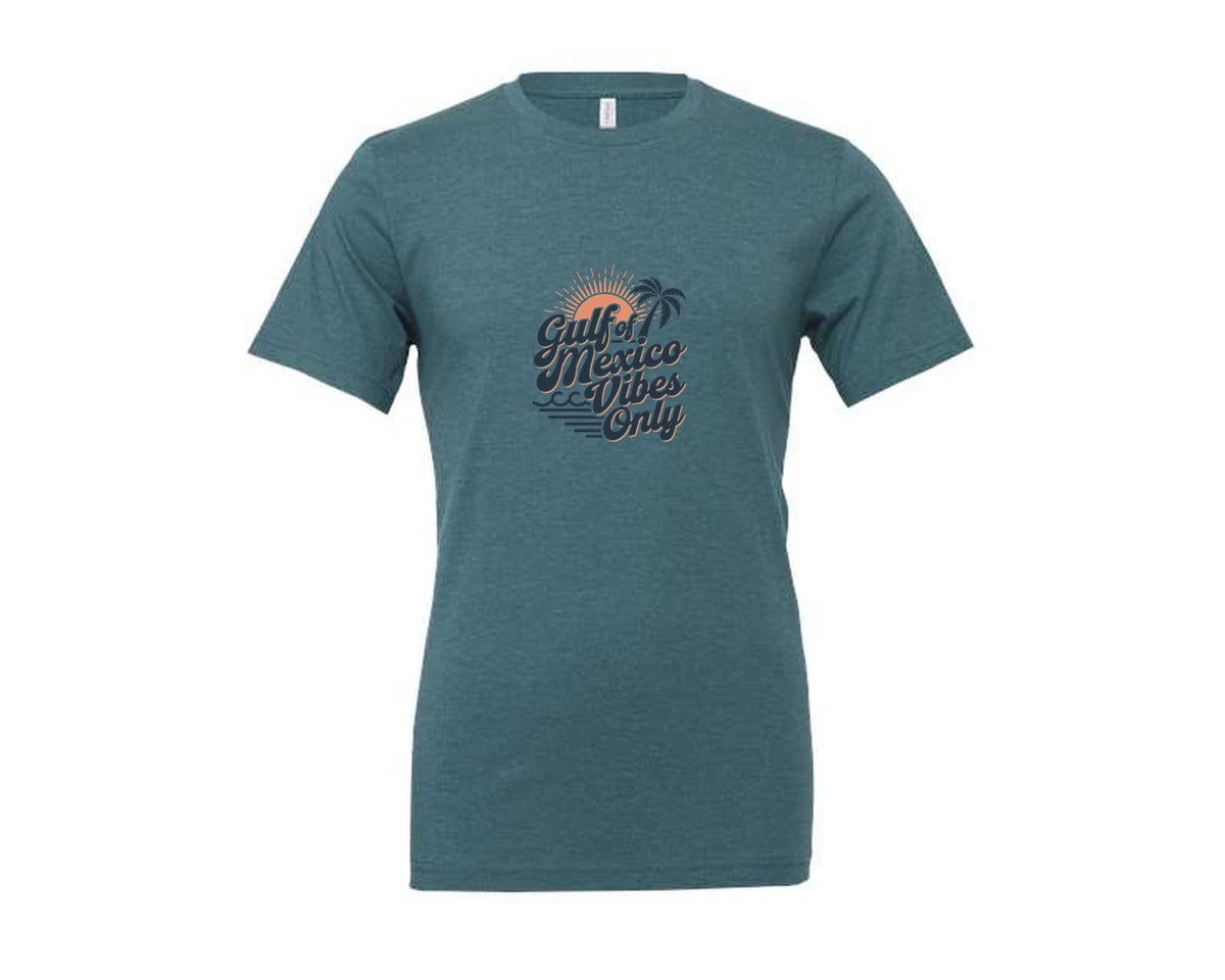 brand:Generic|color:Heather Deep Teal|Gulf Of Mexico Vibes Only 4 Graphic T-Shirt