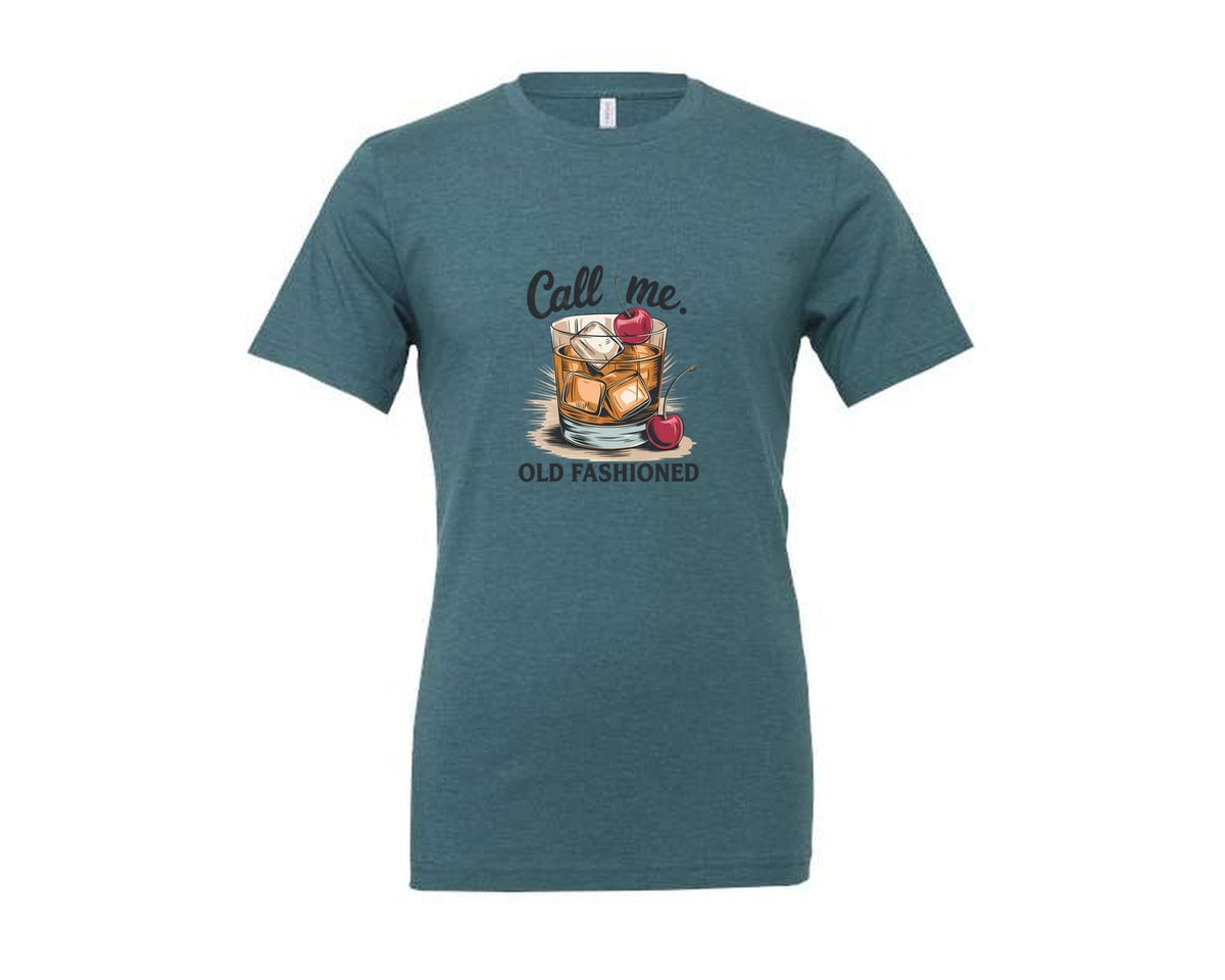 brand:Generic|color:Heather Deep Teal|Call Me Old Fashioned Retro Whiskey 2 Graphic T-Shirt
