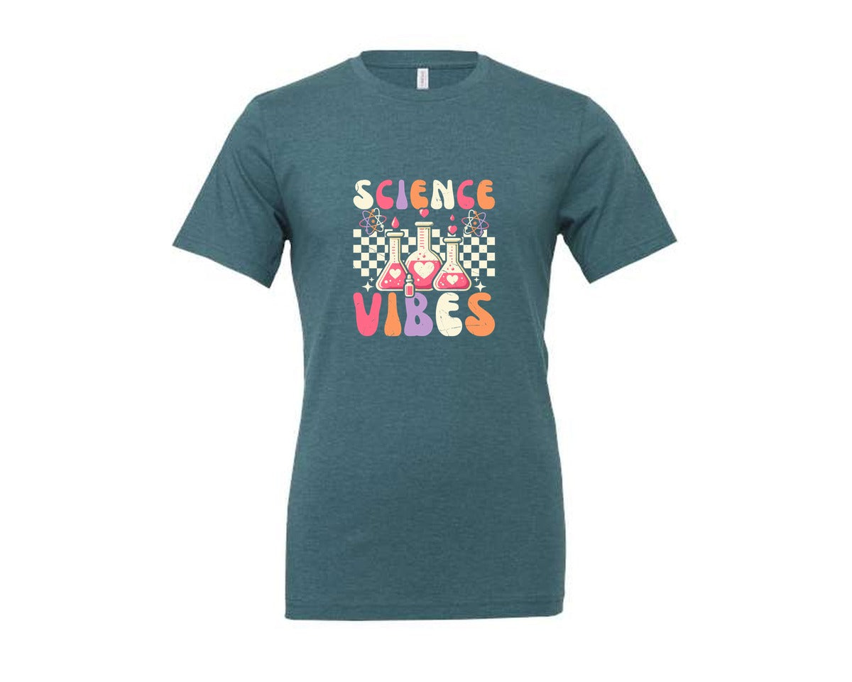 brand:Generic|color:Heather Deep Teal|Groovy Science Vibes Chemistry T Shirt Graphic T-Shirt