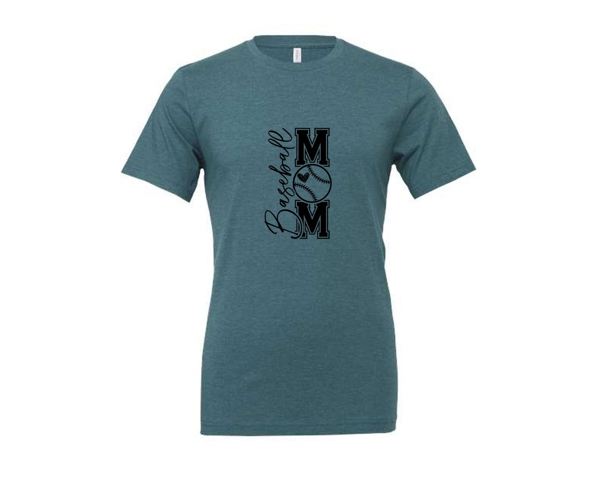 brand:Generic|color:Heather Deep Teal|Baseball Mom Baseball Mom 2 Graphic T-Shirt