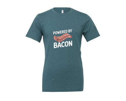 brand:Generic|color:Heather Deep Teal|Powered By Bacon T Shirt Design 2 Graphic T-Shirt