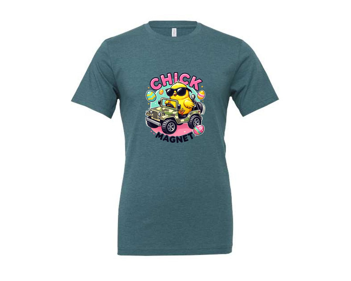 brand:Generic|color:Heather Deep Teal|Chick Magnet Easter Chick Cool Graphic T-Shirt