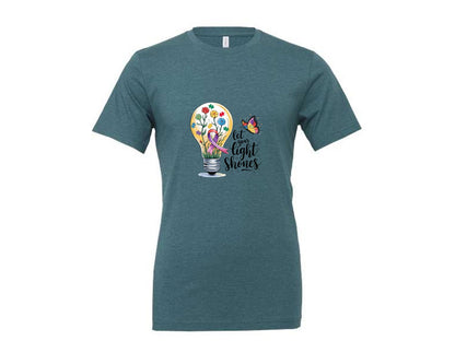brand:Generic|color:Heather Deep Teal|Autism Awareness Let Your Light Shine Graphic T-Shirt