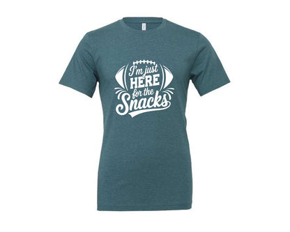 brand:Generic|color:Heather Deep Teal|Im Just Here For The Snacks Graphic T-Shirt
