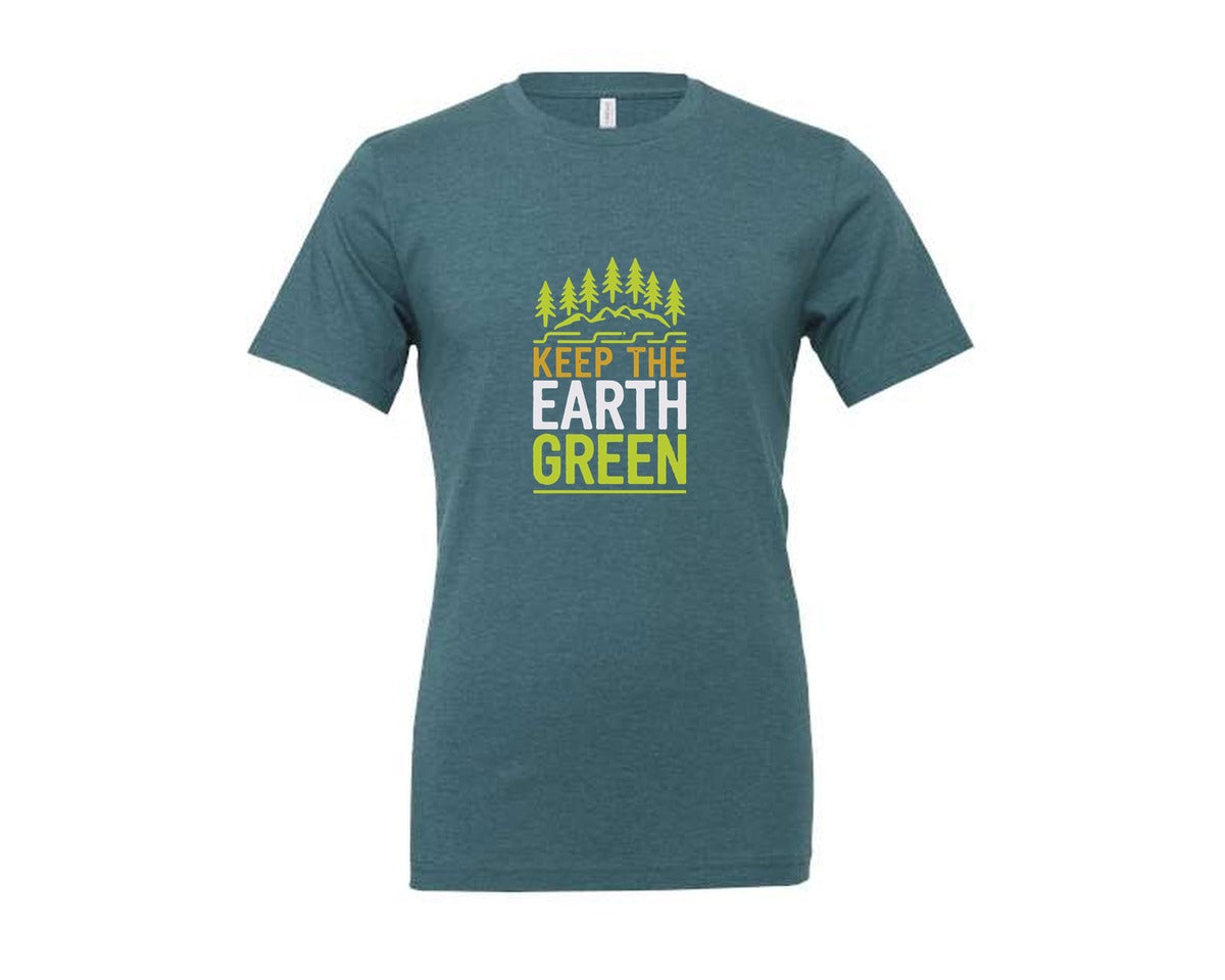 brand:Generic|color:Heather Deep Teal|Keep The Earth Green Environment Cute 2 Graphic T-Shirt