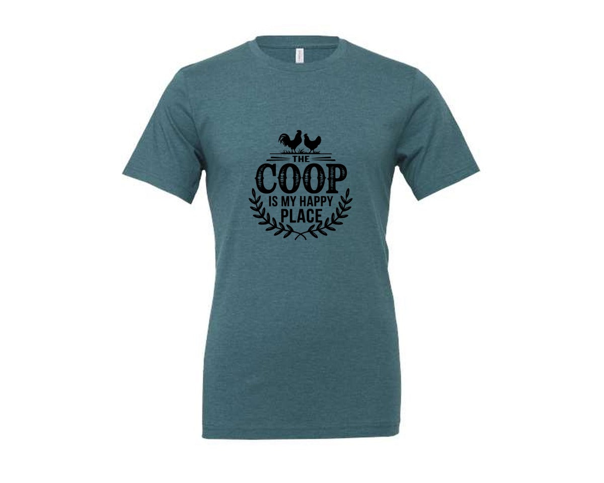 brand:Generic|color:Heather Deep Teal|The Coop Is My Happy Place T Shirt Desig Graphic T-Shirt