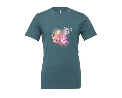 brand:Generic|color:Heather Deep Teal|Worlds Best Auntie Heart Graphic T-Shirt