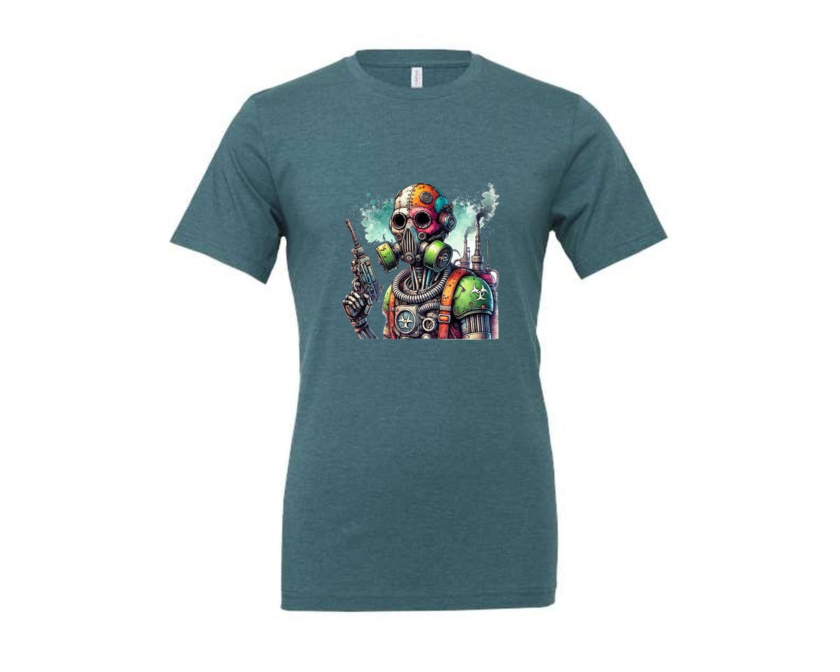 brand:Generic|color:Heather Deep Teal|Robot Sublimationsticker Graphic T-Shirt