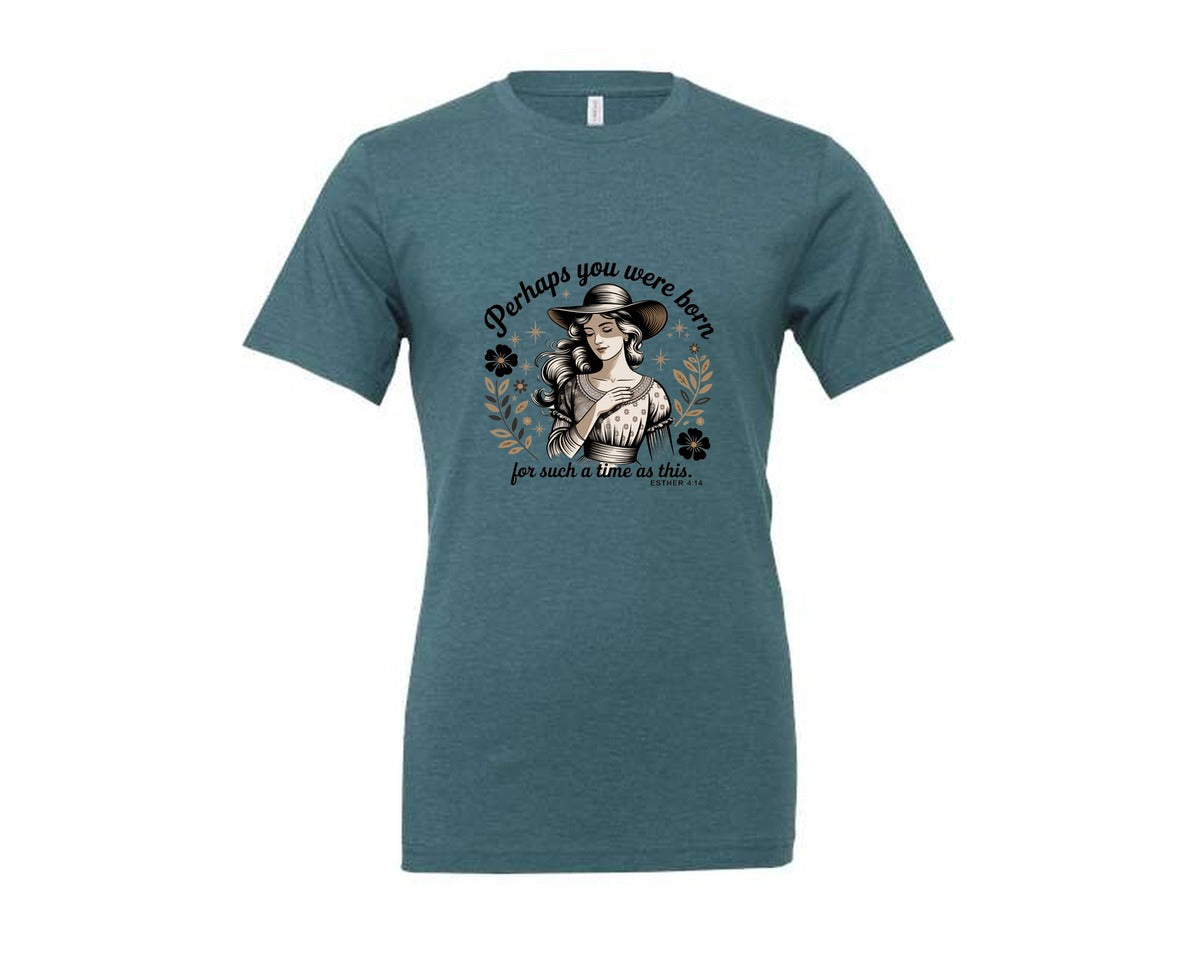 brand:Generic|color:Heather Deep Teal|Perhaps You Were Born Christian 2 Graphic T-Shirt