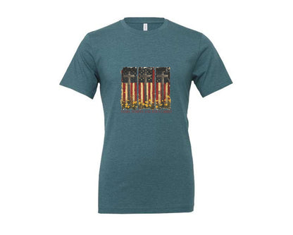 brand:Generic|color:Heather Deep Teal|Stars And Stripes And Jesus Christ Graphic T-Shirt