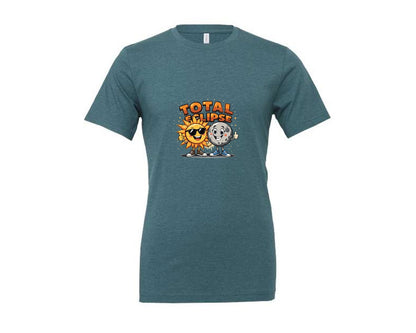 brand:Generic|color:Heather Deep Teal|Eclipse Cartoon T Shirt Design Graphic T-Shirt