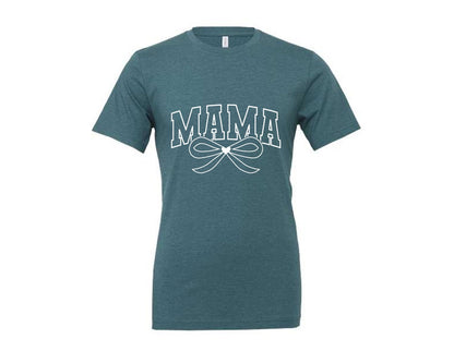brand:Generic|color:Heather Deep Teal|Mama Lightning Bolt Mama 7 Graphic T-Shirt