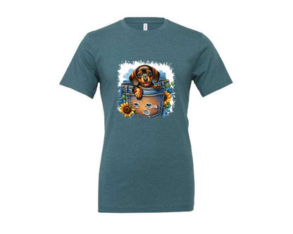 brand:Generic|color:Heather Deep Teal|Dog In Pocket Square Tshirt 29 Graphic T-Shirt
