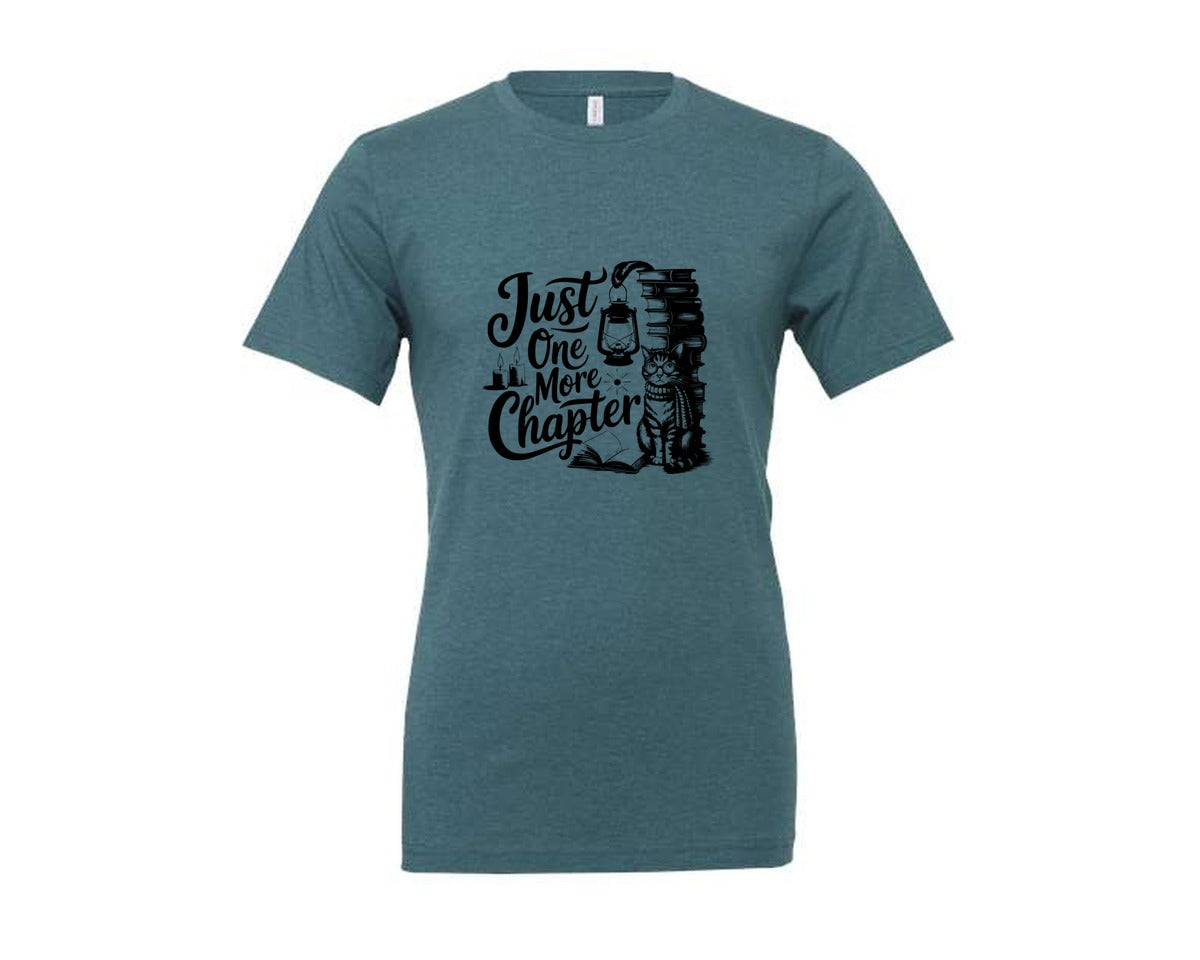 brand:Generic|color:Heather Deep Teal|Just One More Chapter T Shirt Design Graphic T-Shirt