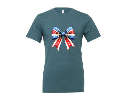 brand:Generic|color:Heather Deep Teal|4Th Of July Bow Design T Shirt 5 Graphic T-Shirt