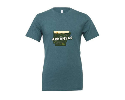 brand:Generic|color:Heather Deep Teal|Arkansas State Map 2 Graphic T-Shirt