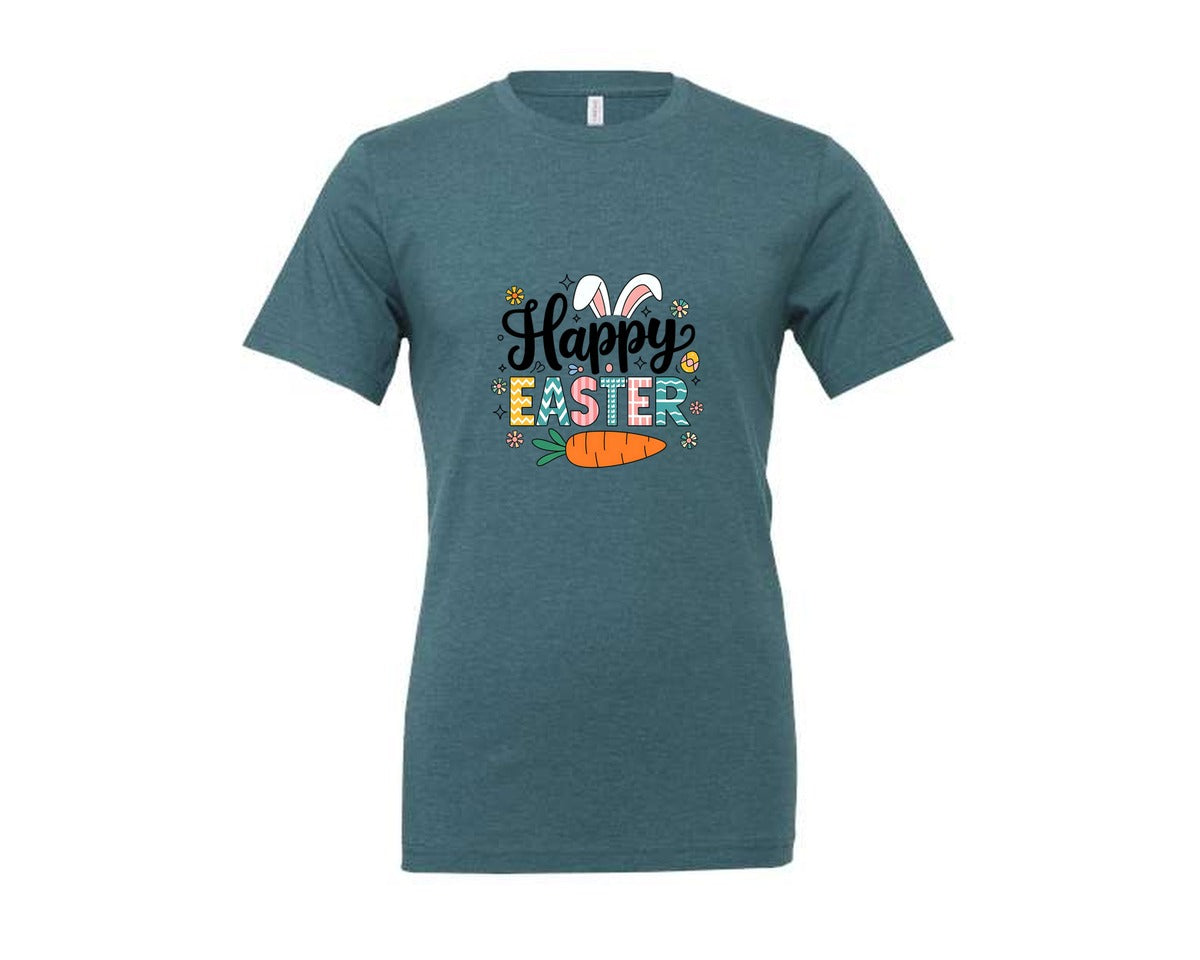 brand:Generic|color:Heather Deep Teal|Retro Happy Easter Design 7 Graphic T-Shirt
