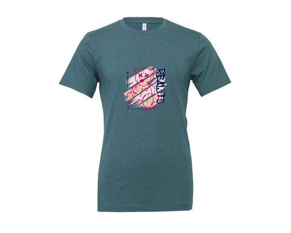 brand:Generic|color:Heather Deep Teal|Reality Graffiti Bear Doll Streetwear Graphic T-Shirt