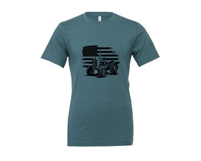 brand:Generic|color:Heather Deep Teal|Tractor Flag Vector T Shirt Design Graphic T-Shirt
