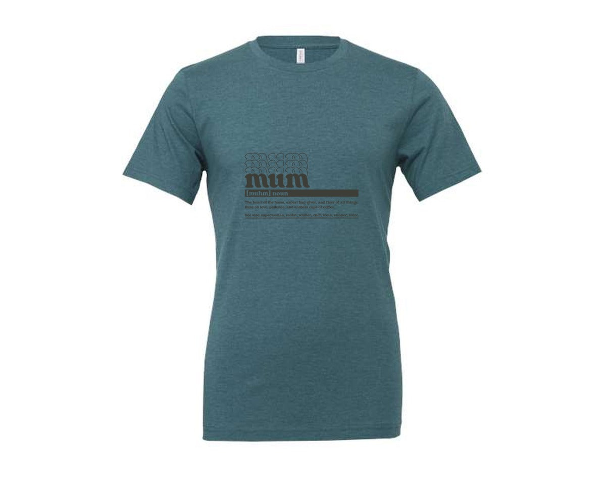 brand:Generic|color:Heather Deep Teal|Mother Mum Funny Definition Graphic T-Shirt